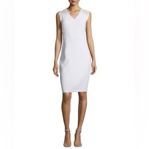 Ellie Tahari White Guipure Lace Back Dress